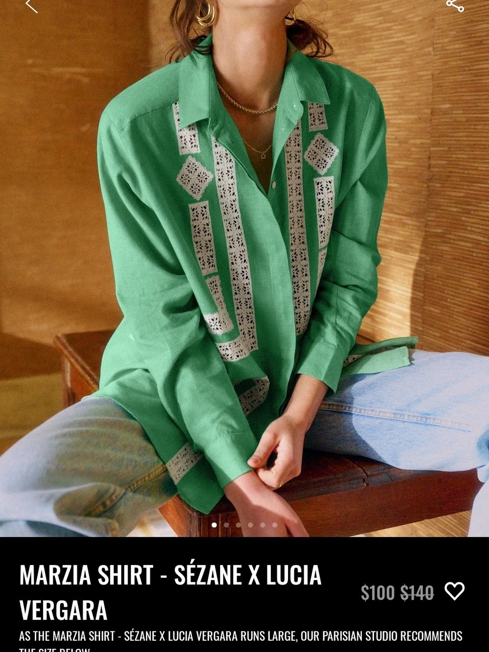 Sézane x Lucia Vergara Marzia Button-Down Shirt in Green